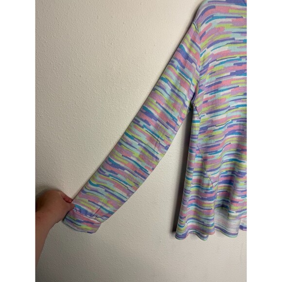 Lands End Girls XL Rainbow Hoodie Warm Lavender Painted Striped Long Sleeve NWOT - Picture 4 of 11